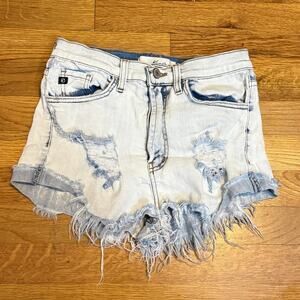 KanCan Women’s 27 Acid Wash Distressed Holes Festival Daisy Duke Denim Shorts